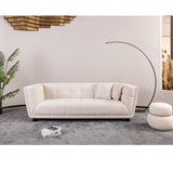 ZUN WKS13 Mid-century modern style: simple white sofa, small square design, velvet fabric texture W2085P173252