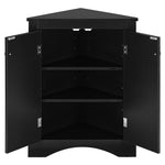 ZUN Black Triangle Bathroom Storage Cabinet with Adjustable Shelves, Freestanding Floor Cabinet for Home 62126568