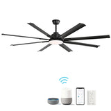 72 Inch Modern Large Design Ceiling Fans With Smart Remote Control 6 Wind Speed DC Motor Black for W934P262456