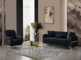Melody Modern Contemporary Velvet Fabric Upholstered Chair made with Wood & Iron in Black B009P294760