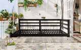 TOPMAX Country Patio Wooden Twin Size Swing Daybed Porch Swing Frame with 4pcs 96-inch Hemp Ropes N717P265856B