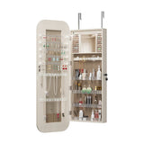 Jewelry Armoire Organizer with Full Length Mirror, Door or Wall Mounted,Lockable Storage Cabinet, W3406P340449