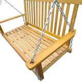 ZUN Front Porch Swing with Armrests, Wood Bench Swing with Hanging Chains,for Outdoor Patio ,Garden 05840270