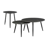 Modern Style Nesting Cocktail Tables and Side Table 3-Piece Occasional Table Set Black Metal Legs B011P232142
