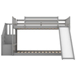 ZUN Twin over Twin Bunk Bed with Convertible Slide and Stairway, Gray 26808644