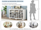 ON-TREND Sleek Design 24 Shoe Cubby Console, Modern Shoe Cabinet with Curved Base, Versatile WF309308AAK