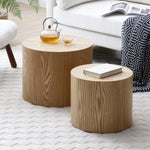 ZUN Round Coffee Table Set of 2, Nesting Coffee Tables for MDF with veneer .for living W1117P193716