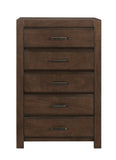 ZUN Espresso Finish 5 Drawers Chest 1pc Contemporary Bold Framing Wooden Bedroom Furniture B011P257336