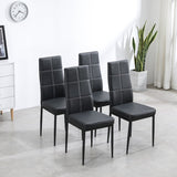 ZUN 4pcs Elegant Dining Chairs with 6 Grids Decoration Backrest White Cushion Black 69161445