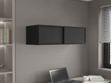 Wall Cabinet 13" H, 2 Sliding doors, 1 Shelf, Black B097P250893