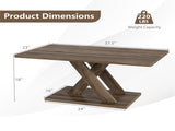 37.5" Rustic Brown Coffee Table - Geometric DesignWood Texture, Rubber Wood Plywood Frame 49627430