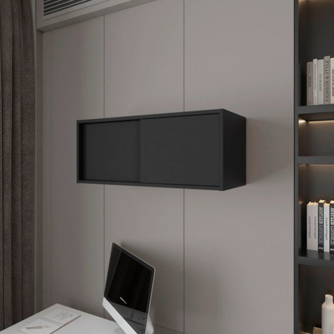 ZUN Black Floating Cabinet with Sliding Door B062P252215