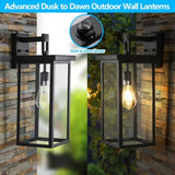 Set of 2 Modern Outdoor Wall Lanterns with Black Metal Frame and Clear Glass, Ambient light W1340P206650