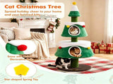 61.5" Christmas Cat Tree Tower with 2 Large Semi-Enclosed Plush Condos, Full Natural Jute Scratching 11165664
