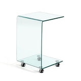 ZUN C-shaped Clear Glass Side & End Table, Tempered Glass End Table Small Table W1718P242510