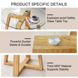 Modern practical circular coffee tables. Made of transparent tempered glass tabletop and wood W1151P146796