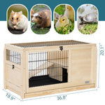 ZUN Wooden Rabbit Hutch Indoor Bunny House for Small Animals with Plastic Tray W142763449