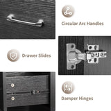 Black relief particle board tempered glass 141*50*112cm three doors and two drawers fanless nail 18175972