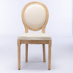 ZUN A&A Furniture,French Style Solid Wood Frame Antique Painting Linen Fabric Back Dining Chair,Set of W1143141070