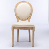 ZUN A&A Furniture,French Style Solid Wood Frame Antique Painting Linen Fabric Back Dining Chair,Set of W1143141070