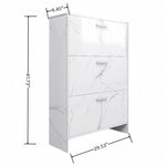 ZUN White Marble Color High Glossy 3 Doors Shoe Cabinet with Retro Handles W2139142766