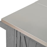 Outdoor Kitchen Island Fir Wood Kitchen Island with Stainless Steel Top, Ample Storage Space, Towel N719P246553R