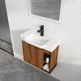 24'' Wall-Mounted Bathroom Vanity with White Ceramic Sink & Soft-Close Door, KD-Packing W999P263406