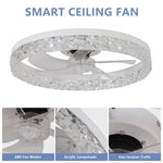 ZUN Modern Acrylic Ceiling Fan Light with Remote Control, Dimmable LED Chandelier, 6-Speed Adjustable, W1340P200008