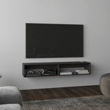 Eco 59" Floating Tv Stand with Two Rectangular Shelves Black Wengue B070P286447