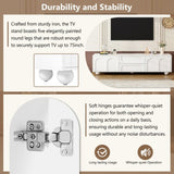 ON-TREND Cream Style TV Stand with Arched Doors & 2 Drawers for TVs up to 75", Minimalist Media N721P205779K