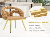 Set of 2 Modern Velvet Dining Chair with Bubble Back, Accent Chair with Gold Metal Legs, Upholstered W3875P446131