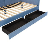 Twin Size L-Shaped Corduroy Daybed,Upholstered Bed Frame with 2 Storage Drawers,Blue N733P171470C