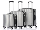 ABS Trolley Case 20in 24in 28in 3PCS Suitcase Set Striped Textured Suitcase Silver Gray 96290375