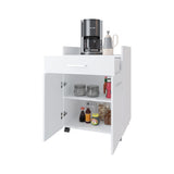FM FURNITURE Burnside Kitchen Cart with 2 Doors and 1 Drawer, White B128P301404