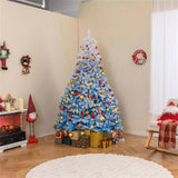 8ft Flocked Christmas Tree - 1774 Branch Tips, Fireproof PVC, 4-Section Assembly, 22" 04393465