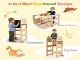 3-in-1 Convertible Toddler Learning Tower Step Stool with Chalkboard, Poplar Wood Flip Design 66238159