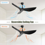 ZUN 52 Inch Indoor Ceiling Fan No Light With 6 Speed Remote Control 3 ABS Blades Reversible DC Motor W934P200067