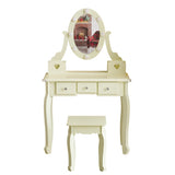 Kids Vanity Set with Mirror and Lights and Stool, 5 Storage Drawers, Pretend Play Princess Makeup 87697289