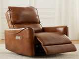 BROWN COLOR AIR LEATHER ELECTRIC RECLINER CHAIR WITH ROCKER AND SWIVEL B2766P488714