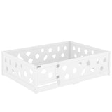 Full Size Floor Bed with Heightened Safety Guardrails and Door, Solid Wood Bedframe with Rails for W1820P240541