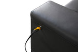 Genesis 55.5"W Black PVC Fabric Loveseat with LED Lights, USB Charger, Tufted Cushions B061P239125