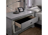 2 Drawers Wooden Nightstand with Mirror Trim, Light Gray B016P251572