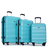 Expandable 3 Piece Luggage Sets PC Lightweight & Durable Suitcase with Two Hooks, Spinner Wheels, W284104377