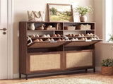 Boho Style Shoe Cabinet Cabinet with 4 Flip Drawers & Open Shelves, Freestanding Shoe Organizer for 53351732