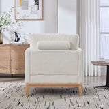 35.4 "Wide Modern Farmhouse Performance Accent Chair with Natural Wood Legs, Wood Base Reading W3118P283467