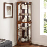 ZUN 6 Shelf Corner Curio Display Cabinet with Lights, Mirrors and Adjustable Shelves, Walnut W1693P165021