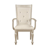 Modern Silver Finish Arm Chairs 2pc Set Crystal Button-Tufted Chair Traditional Design Dining Room B01182312