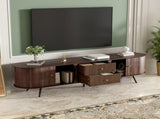 70 Inch Mid Century Modern TV Stand, TV Stand for 80 Inch TV, TV Stand with Tambour Doors, Fluted N710P419840P