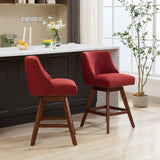 ZUN Counter Height Swivel Barstools, 26'' H Seat Height Upholstered Bar Stools Set of 2, Fabric in Wine 57521241