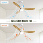 ZUN 52 Inch Ceiling Fan Light With 6 Speed Remote Reversible Energy-saving DC Motor Remote Control for W934P146036